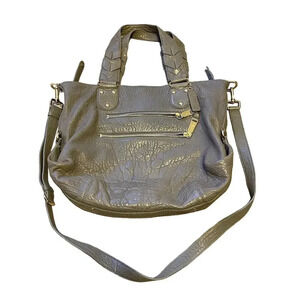 COLE HAAN Leather Bag Purse Detachable Crossbody Strap Medium Whimsigoth Gray